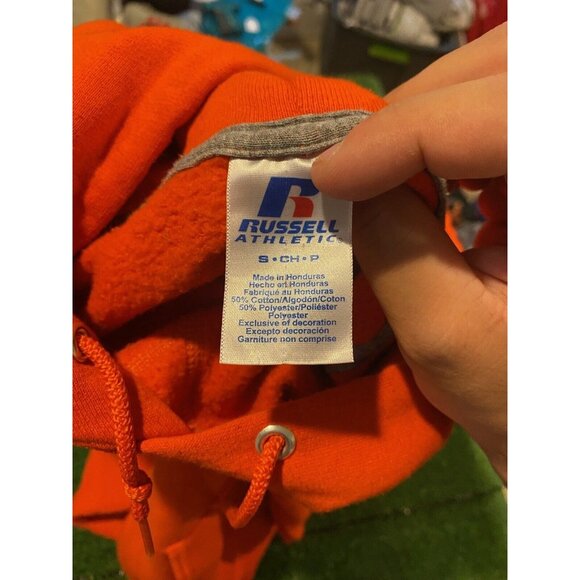 Vintage Clemson Tigers hoodie small sweatshirt Russell Athletic mens orange Y2K - Picture 3 of 9